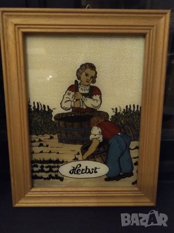 Картина найвизъм рисувана върху стъкло ,дървена рамка 