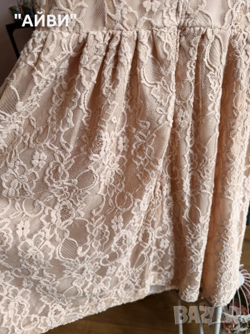 ZARA Нова дантелена рокля цвят пудра, снимка 9 - Рокли - 53999579