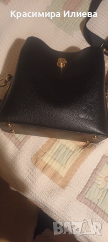 Черна малка чанта от естествена кожа на Ciel