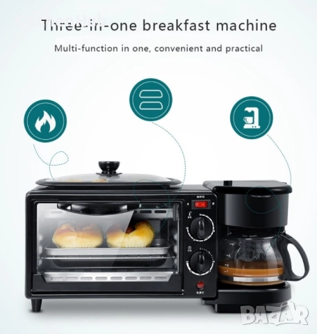 Многофункционална Печка, тостер фурна и кафемашина – 3в1, снимка 13 - Печки, фурни - 52120579
