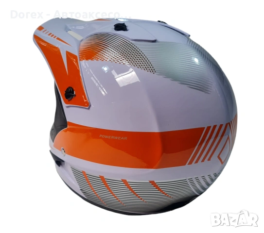 Крос каска за мотор, мотокрос и АТВ - бяло-оранжева M/L/XL, снимка 2 - Аксесоари и консумативи - 54145499