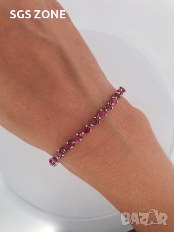 Тенис гривна с рубини, сапфири и изумруди, снимка 2 - Гривни - 52401623