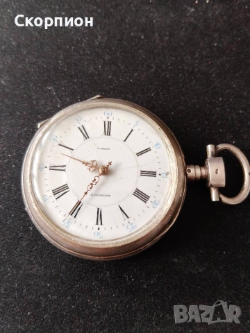 Швейцарски джобен часовник с посребрени капаци 1905г. - 10 РУБИНА, снимка 2 - Джобни - 48925860