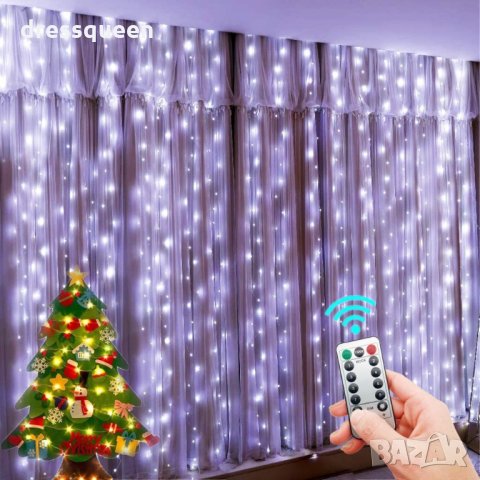 3279 Светеща LED завеса с 200 или 300 лампички за Коледа, снимка 3 - Лед осветление - 34913506