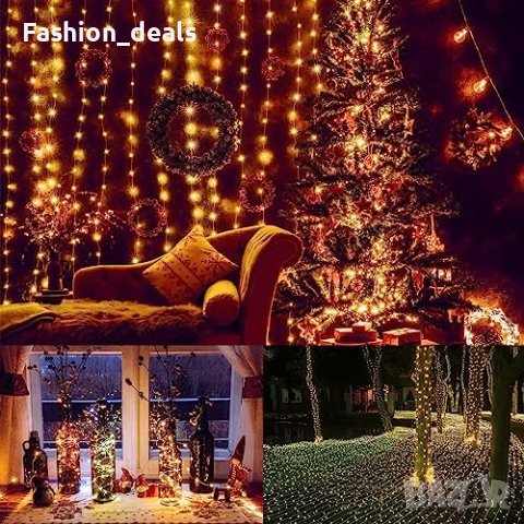 Нови Слънчеви 300 LED светлини лампички за завеси 3x3м. Декорация Украса Дом, снимка 4 - Други - 42523921