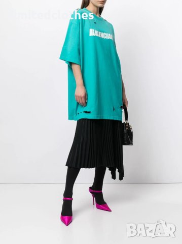 BALENCIAGA Destroyed Flatground Logo Print Oversized Мъжка / Дамска Тениска size XXS (M), снимка 8 - Тениски - 42789826