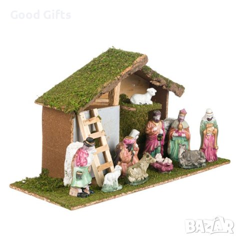 LED Коледна украса, Голяма Светеща Коледна ясла с 11 фигури, 47см, снимка 4 - Декорация за дома - 42702925