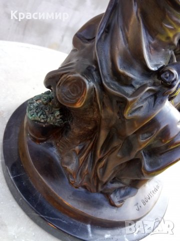 Бронзова статуетка "Зефир и Флора" - 19 век, 12 кг. Жак Бусо френски скулптор , снимка 12 - Антикварни и старинни предмети - 30809288