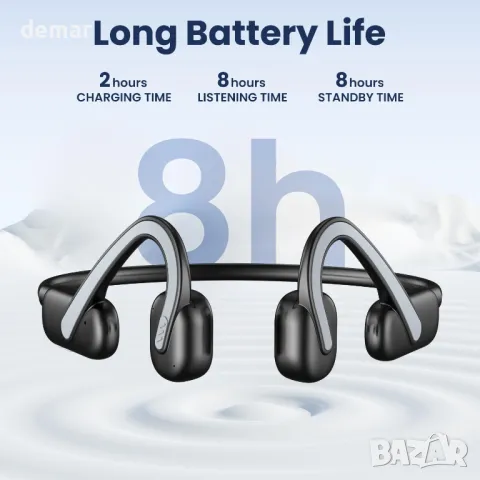 Слушалки Bohconn с костна проводимост, Bluetooth 5.3, отворени слушалки с микрофон, IPX6, снимка 4 - Безжични слушалки - 49879789