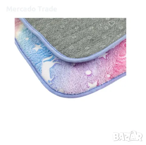 Декоративен килим за детска стая, Дъга със светещи в тъмното еднорози, Розов, снимка 4 - Други - 49275464