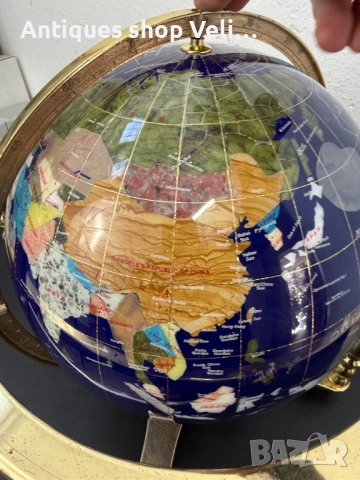 Настолен глобус от полускъпоценни минерали №7670, снимка 7 - Антикварни и старинни предмети - 52627022