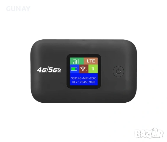 4G 5G WiFi 6 Мобилен Рутер Hotspot 3000mAh Батерия Преносим Безжичен Интернет LTE Бисквитка Router, снимка 2 - Рутери - 54058508