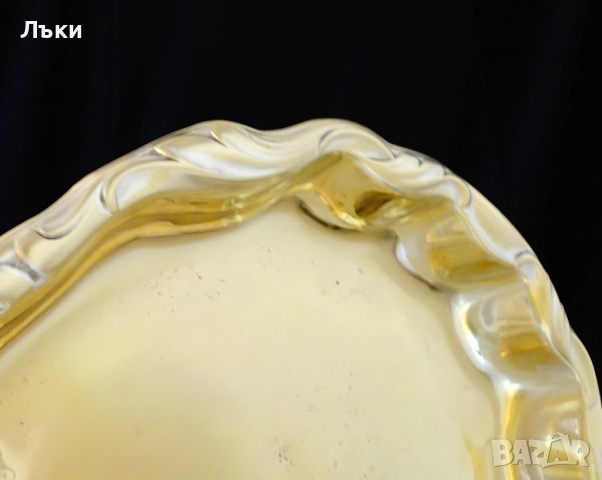 WMF бронзов поднос на крачета,38 см.,1 кг.,барок , снимка 3 - Антикварни и старинни предмети - 51659822