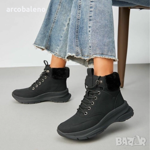 Дамски боти с връзки, 3цвята , снимка 14 - Дамски боти - 52683642