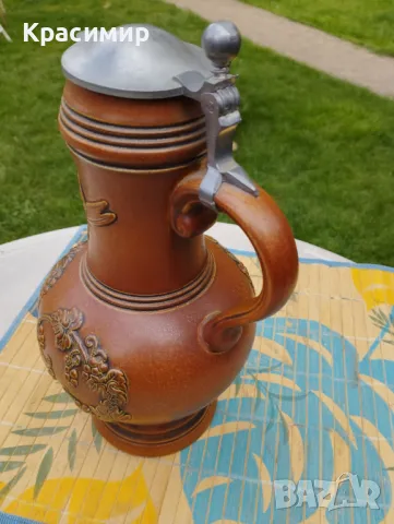 Оригинална кана KING HANDMALEREI с калаен капак Височина 29 см. ⚠️ една фабрична забележка ❤️45 лв. , снимка 4 - Антикварни и старинни предмети - 47369260