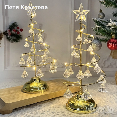 Акумулаторна нощна лампа LED нощна лампа коледна елха с ефект от диаманти., снимка 2 - Декорация за дома - 52348296