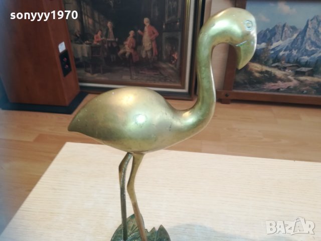 голямо фламинго-мед/месинг/бронз-33х20х16см, снимка 15 - Колекции - 30243701
