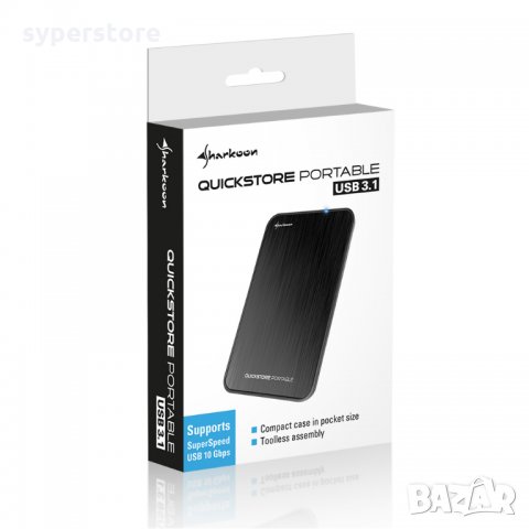 Външна Кутия за Харддиск 2.5" USB3.1 SHARKOON QuickStore Portable Black SH0008 SATA, снимка 4 - Захранвания и кутии - 11663487