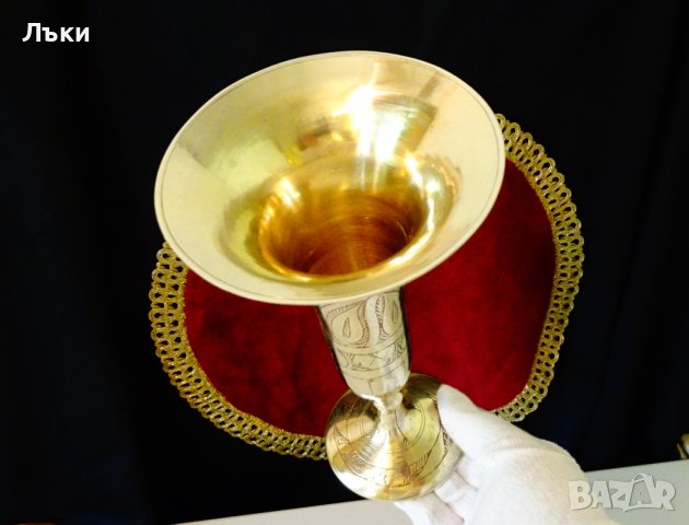 Бронзов бокал,рог виночерпец,клетъчен емайл,500 гр. , снимка 15 - Антикварни и старинни предмети - 36814244