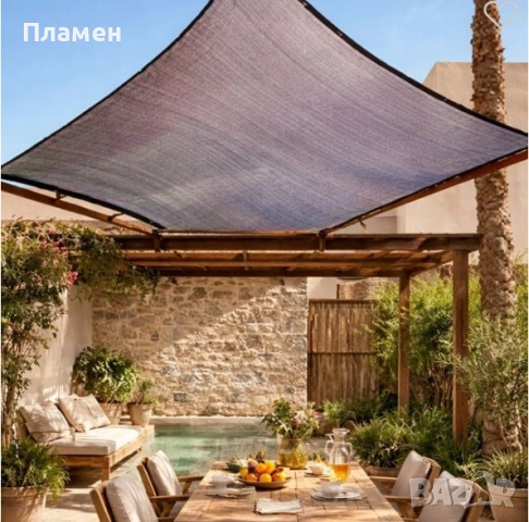 Сенник-тента мрежа 2x3м кафява – uv защита,плътна сянка, двор, тераса, градина, балкон