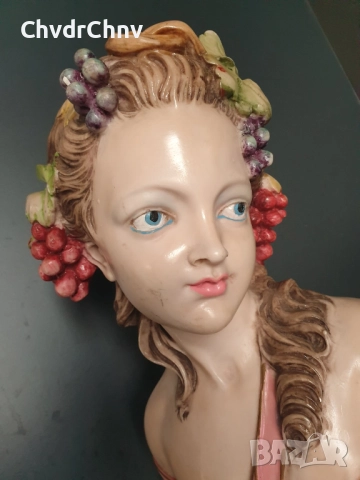 41см-8кг статуетка/стара френска скулптура от алабастър/фигура-бюст на жена, снимка 7 - Статуетки - 52446133