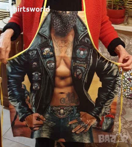 Нова мъжка забавна готварска престилка Рокер, снимка 3 - Подаръци за мъже - 35138624