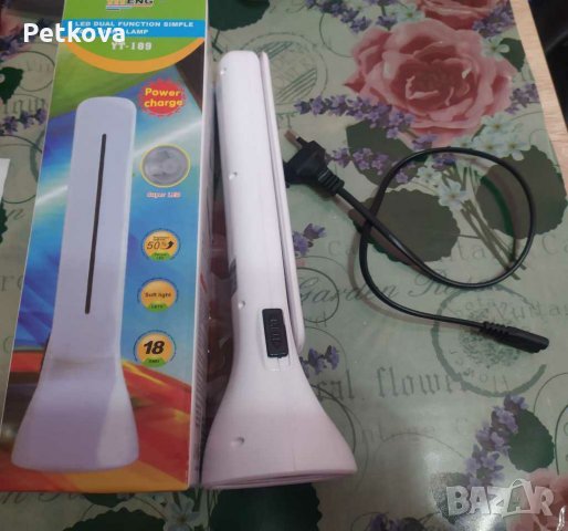 Лед настолна лампа, с фенерче 2в1, с вградена батерия, снимка 2 - Друга електроника - 31928924
