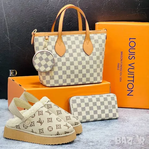 дамски комплект пантофи, чанта и портмоне louis vuitton , снимка 17 - Чанти - 48283524