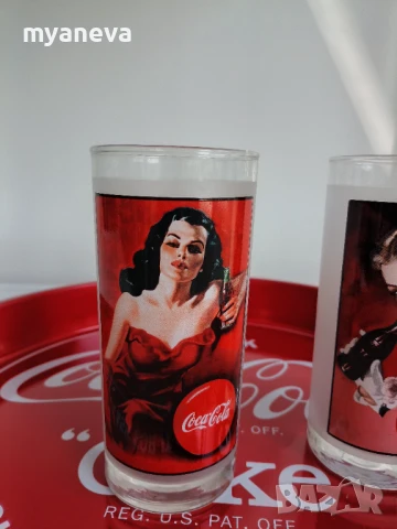 Coca-Cola , Кока Кола, метална табла , поднос с две чаши , снимка 4 - Чаши - 50696660
