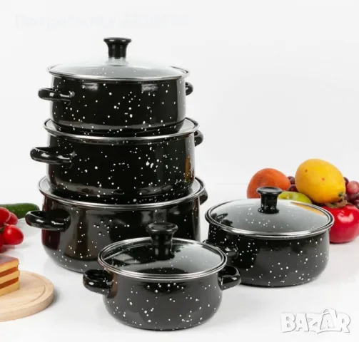 ТОП.ПРОМОЦИЯ! Комплект от 5 Броя Тенджери с 5 Стъклени Капаци!