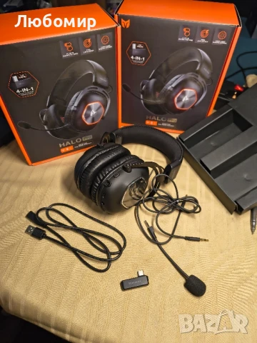 BIGBIG WON HALO PRO 2.4GHz безжични геймърски слушалки за PC, PS5, PS4, Switch, Bluetooth 5.3 