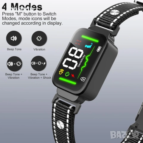 Професионален Смарт Нашийник Q11 с Цветен LED Дисплей 2-в-1: Антилай & Тренировка (FD-Smart), снимка 3 - За кучета - 53264868