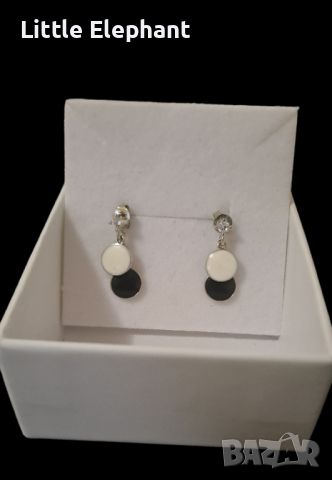 Сребърни висящи обеци, gently,кръгове,black and white/нови