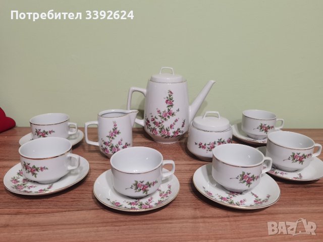 Сервиз "Китка" - 6 чашки за кафе/чай, захарница, кана и каничка за мляко , снимка 5 - Сервизи - 39413924