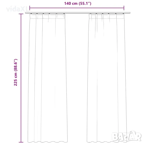 vidaXL Затъмняващи завеси с куки, 2 бр, кадифе, черни, 140x225 см, снимка 7 - Пердета и завеси - 56146021