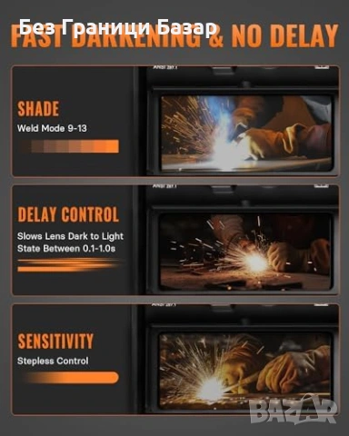 Нов Заваръчен шлем соларен авто затъмнение за MIG TIG плазма 4/9-13, снимка 4 - Други инструменти - 54225982