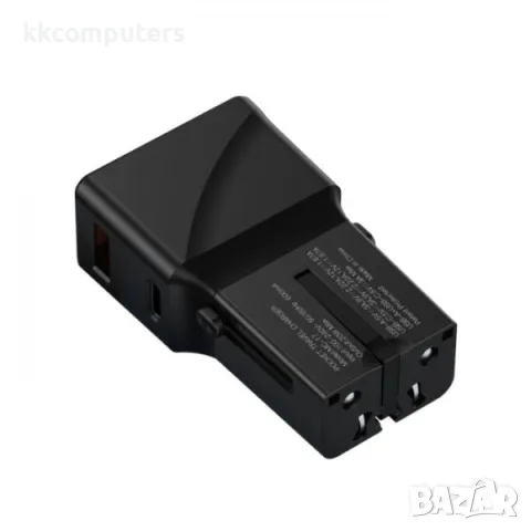 Мини Зарядно/Адаптер 220V / Yesido MC17 / USB QC 3.0 , PD 20W / UK,EU,US,AUS Plugs / Черен / Баркод , снимка 1 - Оригинални зарядни - 48488515