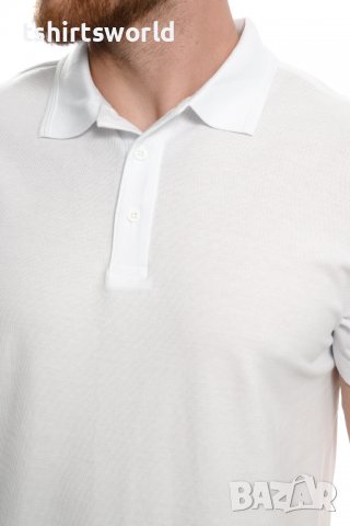 Нов мъжки комплект (сет): бяла мъжка блуза (тениска) тип Lacoste + капитанска шапка, снимка 2 - Блузи - 37662579