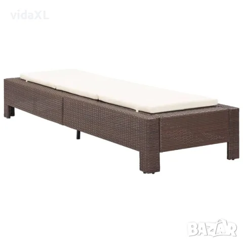 vidaXL Шезлонг с шалте, кафяв полиратан（SKU: 46235）, снимка 2 - Дивани и мека мебел - 56063328