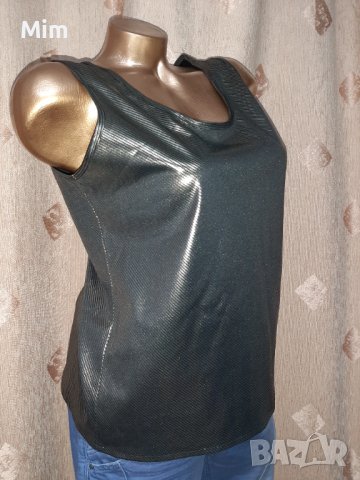 М/L Черен топ/ потник/ с златисто райе еко кожа, снимка 5 - Корсети, бюстиета, топове - 40772497