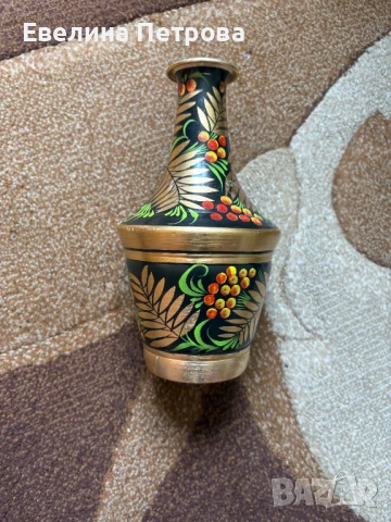 Метална рисувана ваза Хохлома