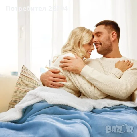 BEDSURE поларено одеяло , дебело одеяло за диван – Светлосин 150 x 200 cm, снимка 4 - Олекотени завивки и одеяла - 55964277
