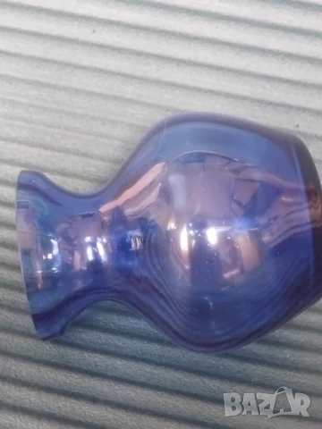 Ваза синьо масивно стъкло, снимка 4 - Вази - 51250813