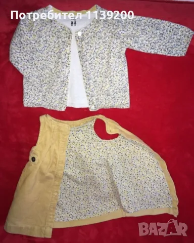 3-6м френски джинсов сукман и блузка Natalys 100% памук момиче, снимка 3 - Бебешки рокли - 49844400