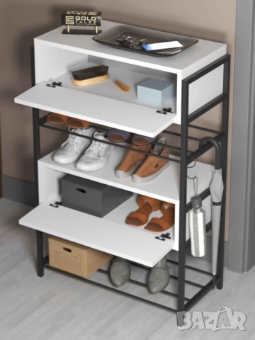 Шкаф за обувки с 4 рафта и 2 врати/ Етажерка за обувки/ Рафт за обувки, снимка 9 - Шкафове - 52154159