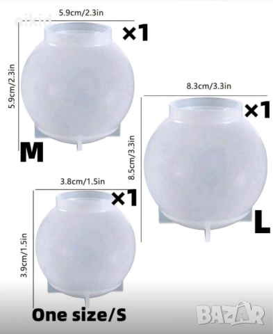 3D 3 размера сфера кристална топка топче сфера силиконов молд форма калъп гипс смола шоколад свещ, снимка 5 - Форми - 48313502
