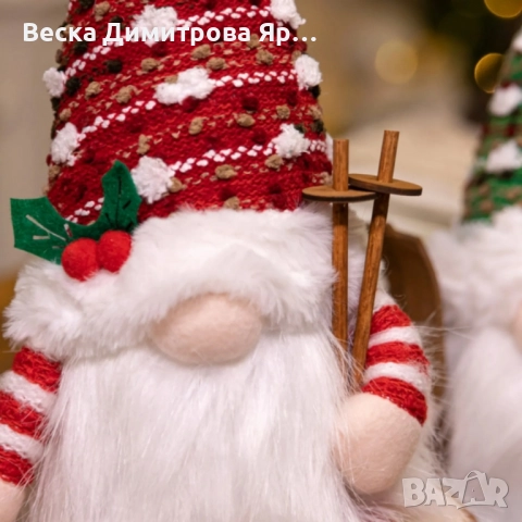 Светеща коледна играчка – Декорация с LED осветление и плетена шапка, снимка 4 - Декорация за дома - 52587306