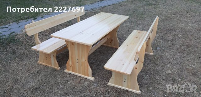Градински комплект / маса+2 броя пейки с дължина 180 см./, снимка 3 - Маси - 33731965