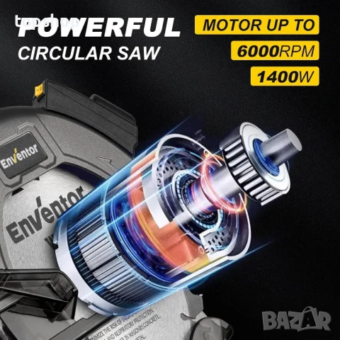 Чисто нов циркуляр ENVENTOR 1400 W, кабелен електрически циркуляр с лазерно управление, 6000 RPM..., снимка 6 - Гедорета - 50555679