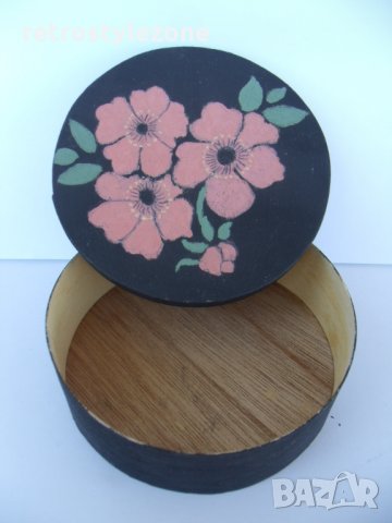 № 4349 стара дървена кутия   - рисувани орнаменти  - фурнир  , снимка 5 - Други ценни предмети - 29337107